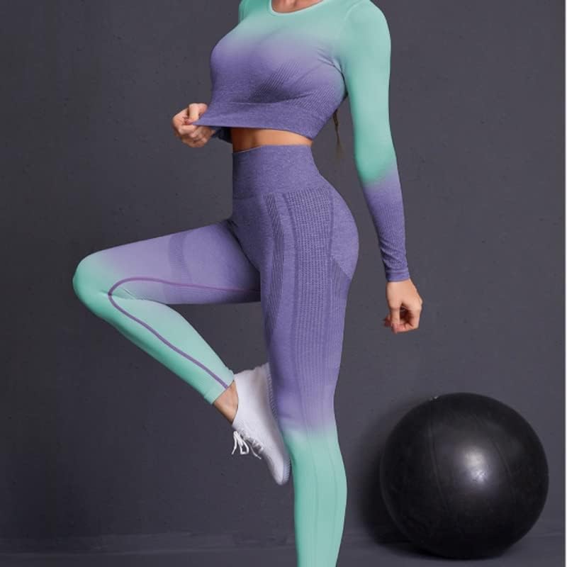 Twdyc 3pcs bešavne žene joga set workout sportska odjeća za teretanu motorna fitness dugi rukav gornji