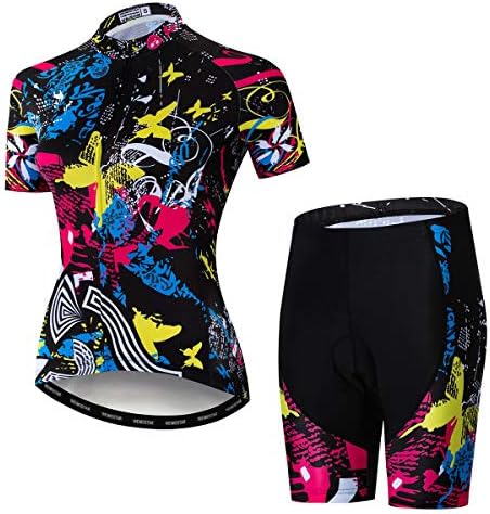 PSPORT Ženska biciklistička odjeća postavlja odjeću za bicikl s kratkim rukavima s tri džepa CF23