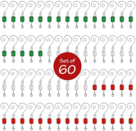 Baner Wordbery Božićne kuke za ukrašavanje - set od 60 crvenih, zelenih i čistih perlica - ukrasno