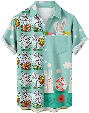 Muške Smiješne Uskršnje majice sa džepovima Slatki zec tiskani kratki rukav na vrhu havajske pulovera