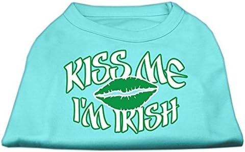 Mirage pet proizvodi 16-inčni Kiss Me I'm Irish Screen Print Shirt za kućne ljubimce, X-Large, Aqua