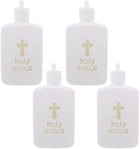 FVVMeed 4 komada Uskršnje svete boce za vodu Bijelo plastično punjenje tečnosti sa zlatnim krstom drži logotip