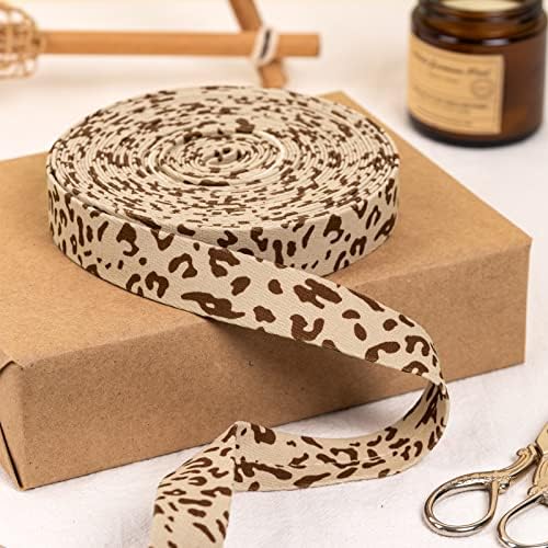 Lezakaa Kahki Leopard Grosgrain vrpca Tkanina vrpca za poklon kutija zamotavanje, vijenac, lukovi, DIY