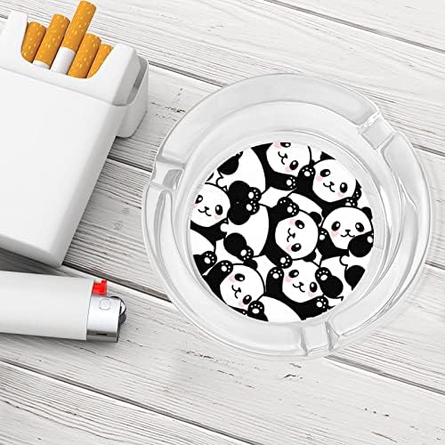 Slatka pandas staklena traka za pepeo u okruglom pepela Case Ashtray za hotelski kućni dekor stola