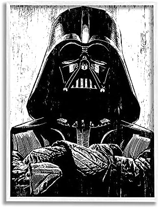 Stupell Industries crno-bijeli Ratovi zvijezda Darth Vader bakropis u nevolji, dizajn Neil Shigley Wall Art,