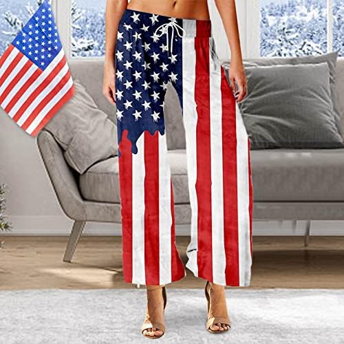 4. jula pantalone za jogu za žene Ležerne ljetne vrećaste pantalone sa širokim nogavicama američke
