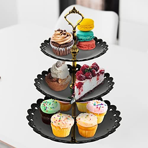 BeautyFlier 3 razine plastični cupcake postolje za desert, repnirane ladice za posluživanje ukrasne plastične