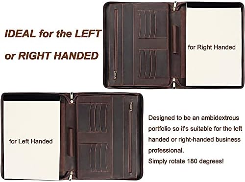 Kožni portfelj za lijevu ili desnu ruku, poslovni padfolio A4 Organizator dokumenata za bilježnice