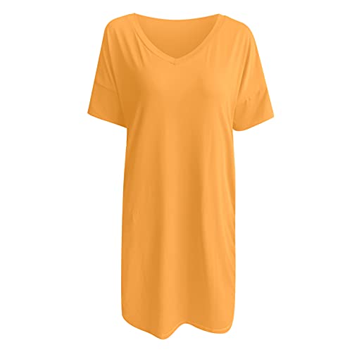 Ženske ljetne Casual T Shirt haljine kratki rukavi V-izrez džepovi Swing Mini haljina ljetna Casual tunika haljina