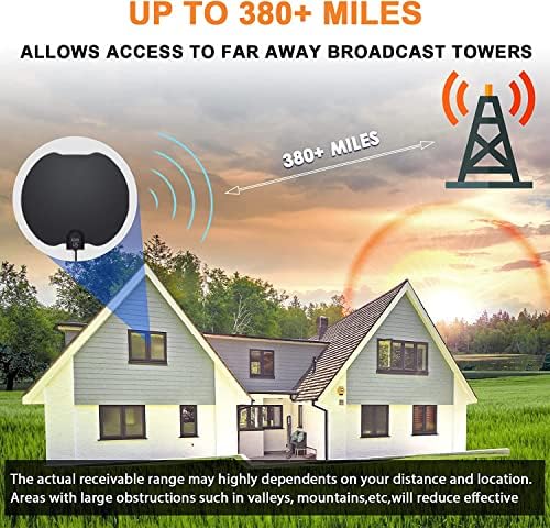 TV antena, pojačana HD digitalna unutarnja HDTV antena dugačka 380+ milja antena 360 ° pojačala antena