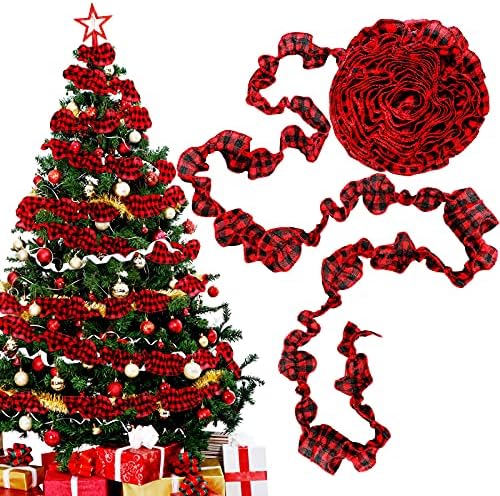 15 metara plairano božićno drvsko vijenac božićna bivola plairana vrpca ruffled homespun tkanina