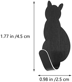 Cabilock 6 kom. Samoljepljivi zidni kuke Crna mačka figurica od nehrđajućeg čelika Jednostruka viseća vješalica