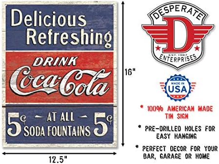 Očajna preduzeća Coca-Cola Delicious Limeni znak od 5 centi - nostalgični Vintage metalni zidni