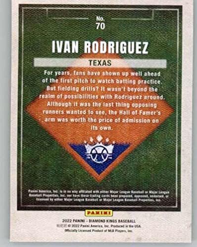 2022 Panini Diamond Kings Blue Frame 70 Ivan Rodriguez Trgovačka kartica za bejzbol TEXAS Rangers