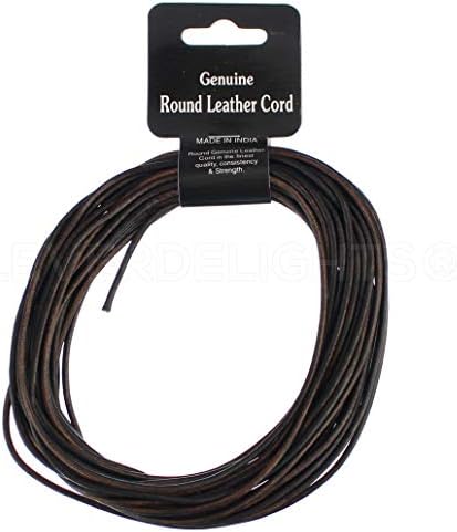 Cleverdelights originalni kožni kabel - 1/16 okrugli - 25 stopa - tamno smeđe boje