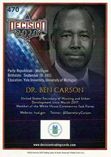 Odluka o listu 2020. 470 Ben Carson M.D. trgovačka kartica