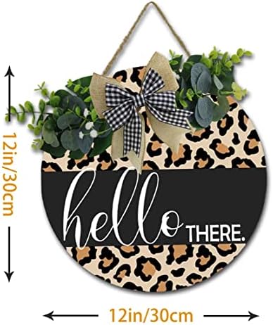 Pozdrav tamo viseći drvca, minimalistički leopard dobrodošli drveni vješalice za prednje vrata Vinage Vinage