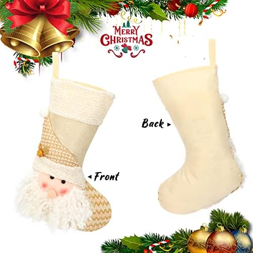 Comeoy 3D zlatne božićne čarape 2 kom Santa snjegović Velike plišane čarape poklon torbe za