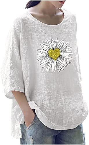 Ženska modna štampana okrugla vrata 3/4 rukave majice pulover vrhove mekani kombinirani okrugli