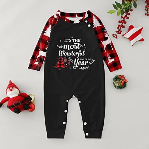 Srtumey podudaranje porodične pidžame postavlja Božić PJ-a sa crnim kratkim rukavima i sa loungewebrowwear-om