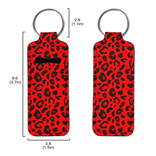 Gongbawa crveni Leopard Print držač za Chapstick privjesak za ključeve Set od 3 prenosive džepne