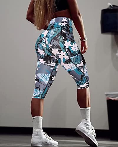 Agswq Capri gamaše za žene sa džepovima visokog struka teretane Yoga hlače trčanje