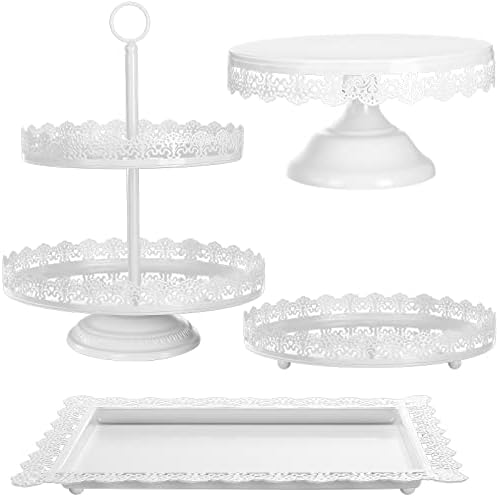 ALEDO bijeli stalak za torte 4 kom, Set za prikaz desertnog stola Metal inspirisan antikom