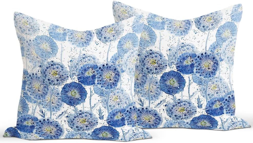 Vodeni bokolor svijetlo plavi i indigo maslačak Divlje cvijeće Reverzibilni jastuk za bacanje Ukrasite