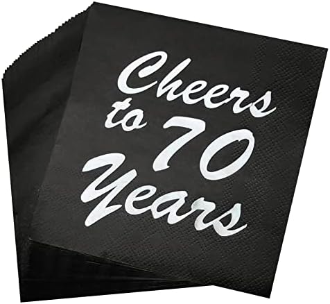 Aaamn 40pcs srebrni crni 70. rođendan pića koktel party salvent, savršen za 70. rođendan 70. godišnjica