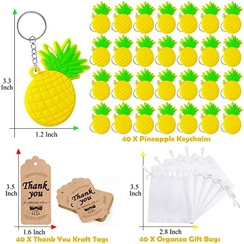 Cicibear 120 pakiranje ananas zabave naklonosti sa 40 privjeska, 40 hvala oznakama i 40 torbi za havajska