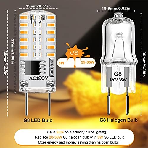G8 LED sijalica sa mogućnošću zatamnjivanja 3w toplo Bijela 3000k, ekvivalentna 20-25W G8 halogena sijalica,