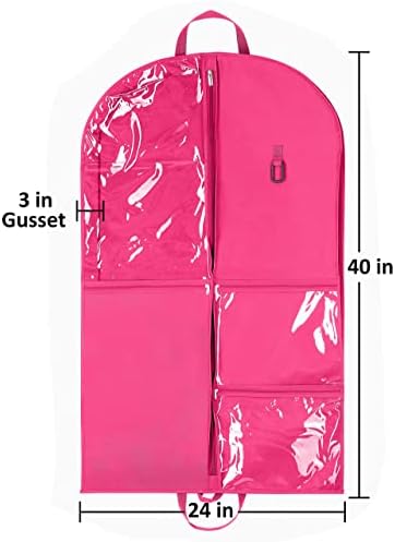 40-inčna torba za odjeću sa PVC torbicama - vruća ružičasta torba za odjeću za plesače navijačice kostimi