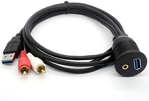 BSHTU USB RCA Flush Mount Cable - USB 3.0 i 3,5 mm AUX 2 RCA muški do USB i 1/8 Audio stereo ženski dash