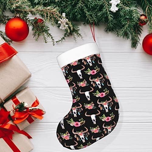 Austenstern Božićne čarape Cvjetne bikove lubanje indijski dvostrani kamin viseći čarape