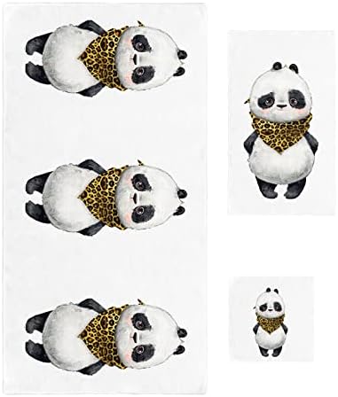 Ručnici za kupanje postavio meko upijajuće ručnike Farm Slatka Panda sa leopardom šal smiješnim akvarelom