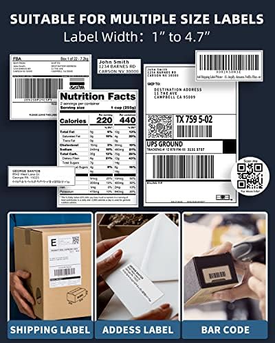 Phomemo Bluetooth štampač etiketa sa bijelom termalnom oznakom-2,25 x 1,25, 1000 listova / rola, 1 rola