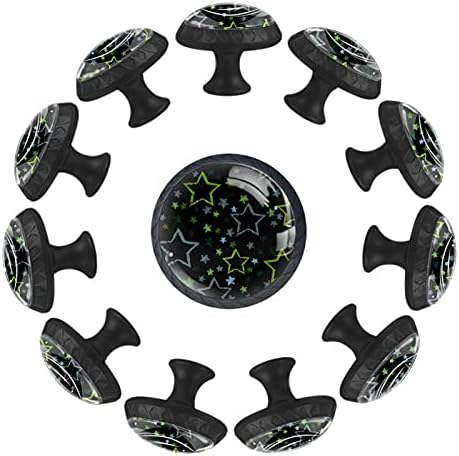 12 komada zvijezde Crna staklena dugmad za Komode, 1,37 x 1,10 u okruglom kuhinjskom ormariću vuče za dječiju