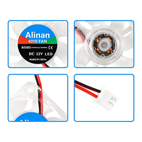 Alinan 6kom 4010 12V boja LED Mini Brushless Cooling Fan Transparent 40 * 40 * 10mm 0.05 a za