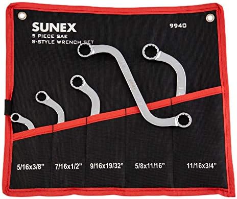 Sunex 9940 SAE s-style Set ključa, 5/16 x 3/8 inča - 11/16 x 3/4 inča, legirani čelik, 5 komada