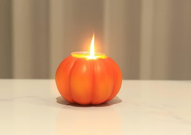 3D Halloween Candle dvodijelni Set: bundeva svijećnjak sa svijećom želja, Halloween Pumpkin Ghostface