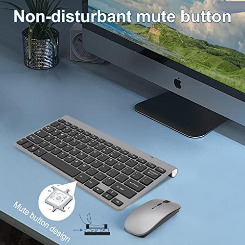 PremierAdapter bežična kombinacija miša i tastature od 2,4 GHZ za Apple iMac MacBook PRO AIR Metal Grey