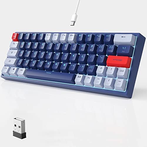 Loreran 60% bežična mehanička tastatura, 2.4G / Type-C / Bluetooth mali kompaktni tipkovnice crvene prekidače