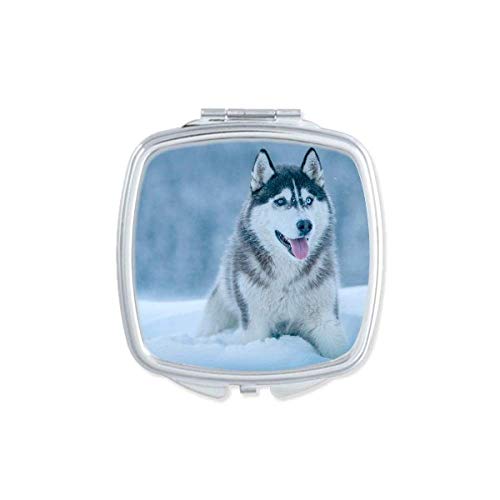 Pas Životinja Snow Husky Ogledalo Za Slike Prijenosni Kompaktni Džepni Šminka Dvostrano Staklo