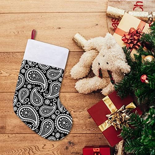 Paisley cvjetni print bijeli božićni čarapa čarapa sa plišanim kaminom visi za Xmas Tree Decor Decor