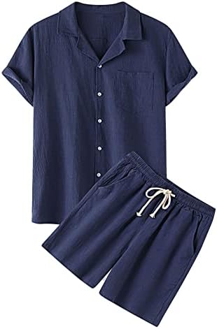 Ljetna muška posteljina u boji trenerke 2 komada Outfits Ležerne tipke Down majica i kratke hlače