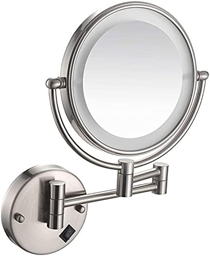 QLIGHA toaletno ogledalo za kupatilo ogledalo za šminkanje na zidu sa uvećanjem od 10x, dvostrano okretno