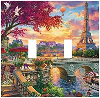 Eiffelov toranj ukrasni prekidač za prekidač dvostruko preklopna ploča 2 gang zidne ploče žene šarene