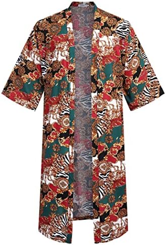 COOFANDY muški lagani kimono ogrtač s printom japanski bade mantili Casual Open Front dugi kardigan