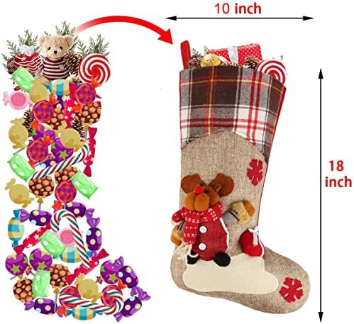 Sugaroom Božićne čarape, Set od 3 božićne čarape personalizirani 3D Santa Snowman Reindeer Xmas kamin Viseći