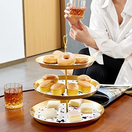 Lyetny 3-raintentna stalak za kolač za kolače od zlata za čišćenje za čišćenje za čaj, vjenčanje i rođendan, leptir